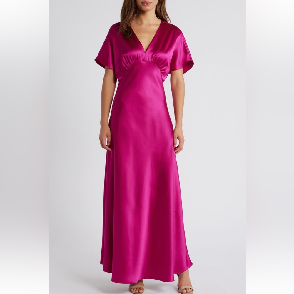 Dress Forum Magenta Satin Maxi Dress